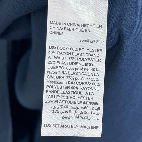 NEW Chicos Womens Large Satin Maxi Skirt Navy Blue Elastic Waist Pull On - Picture 5 of 9